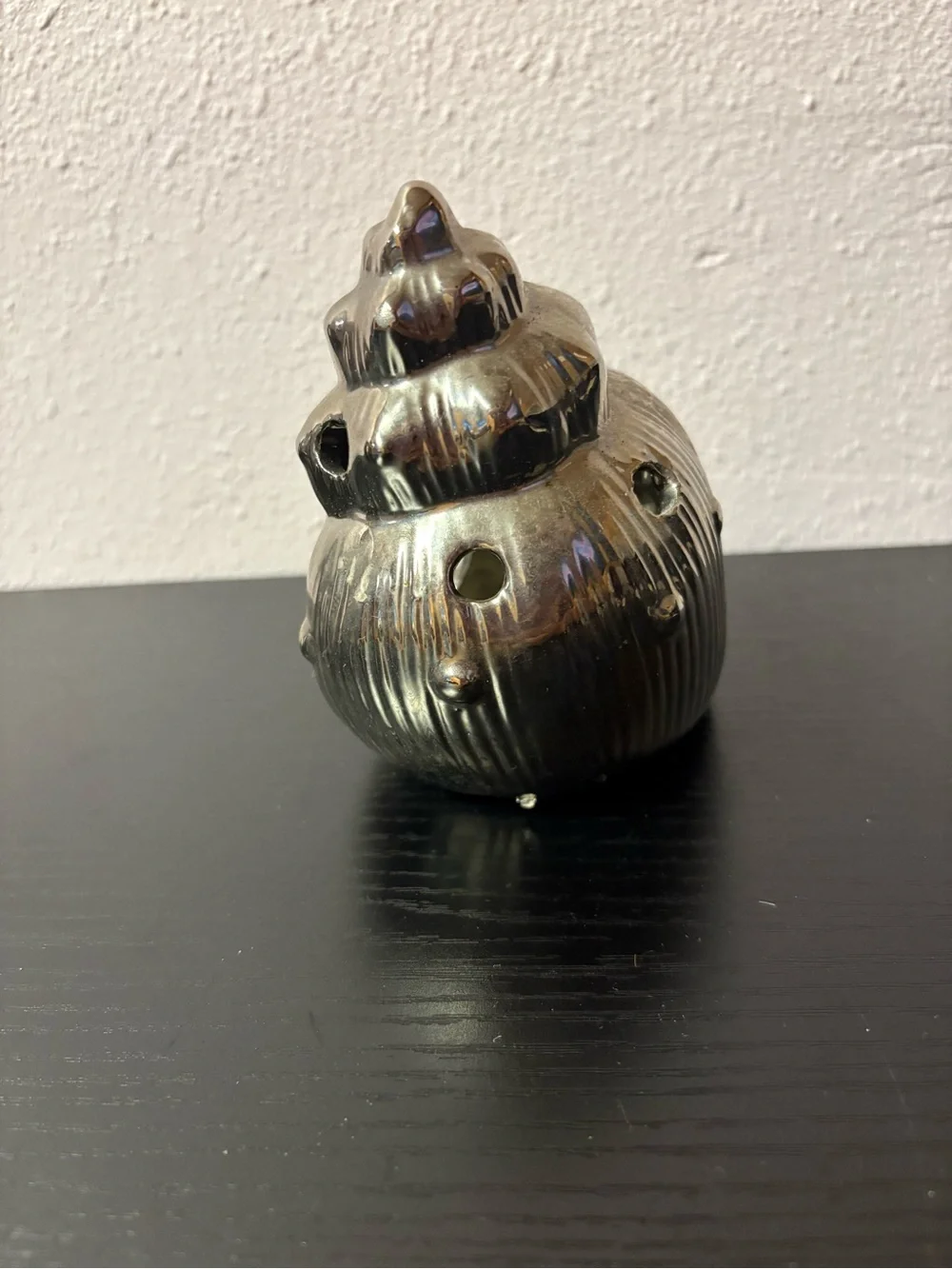 Metallic Silver Ceramic Seashell Wax Melt Warmer Tealight Candle Holder